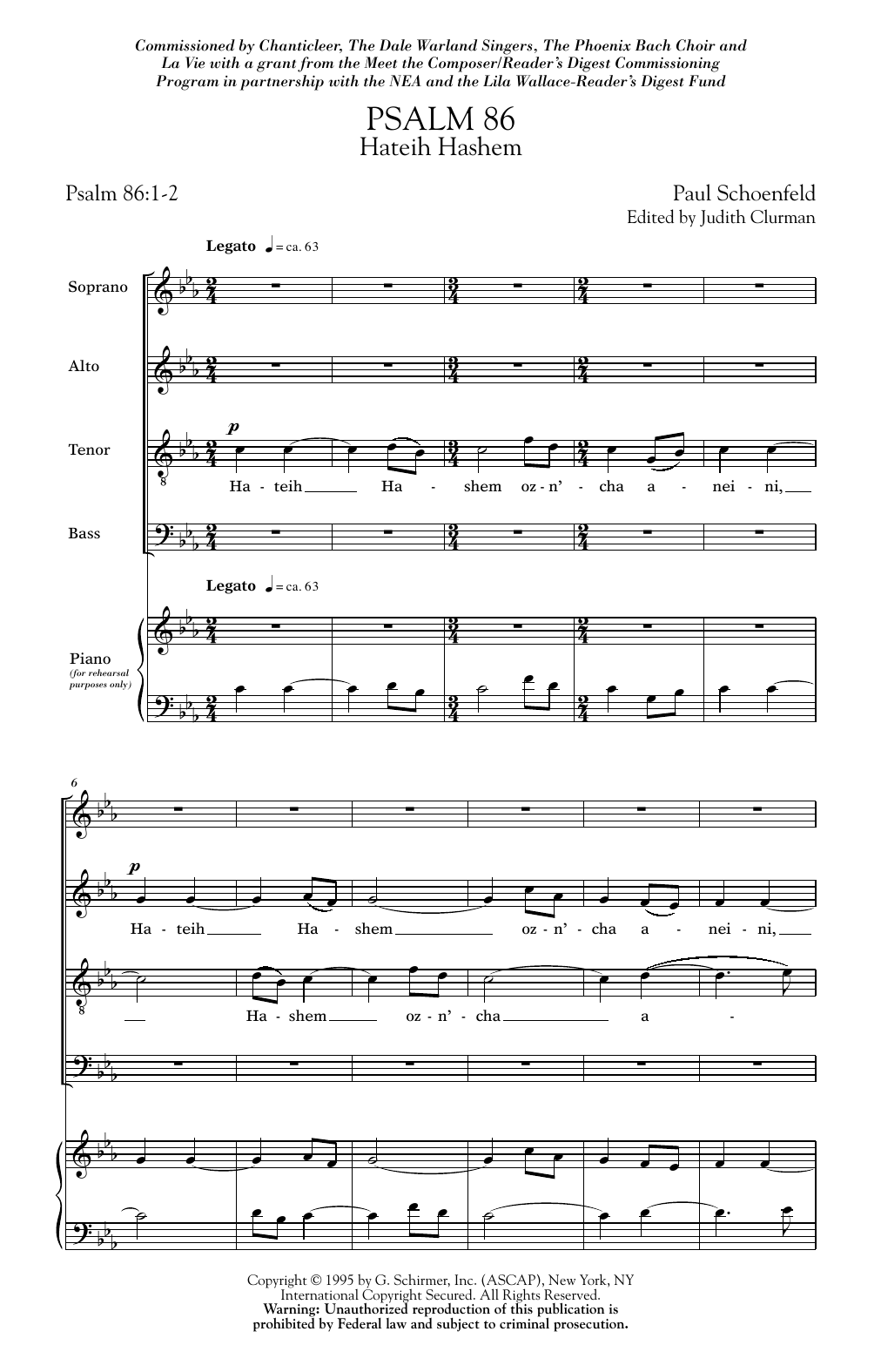 Download Paul Schoenfeld Psalm 86 Sheet Music