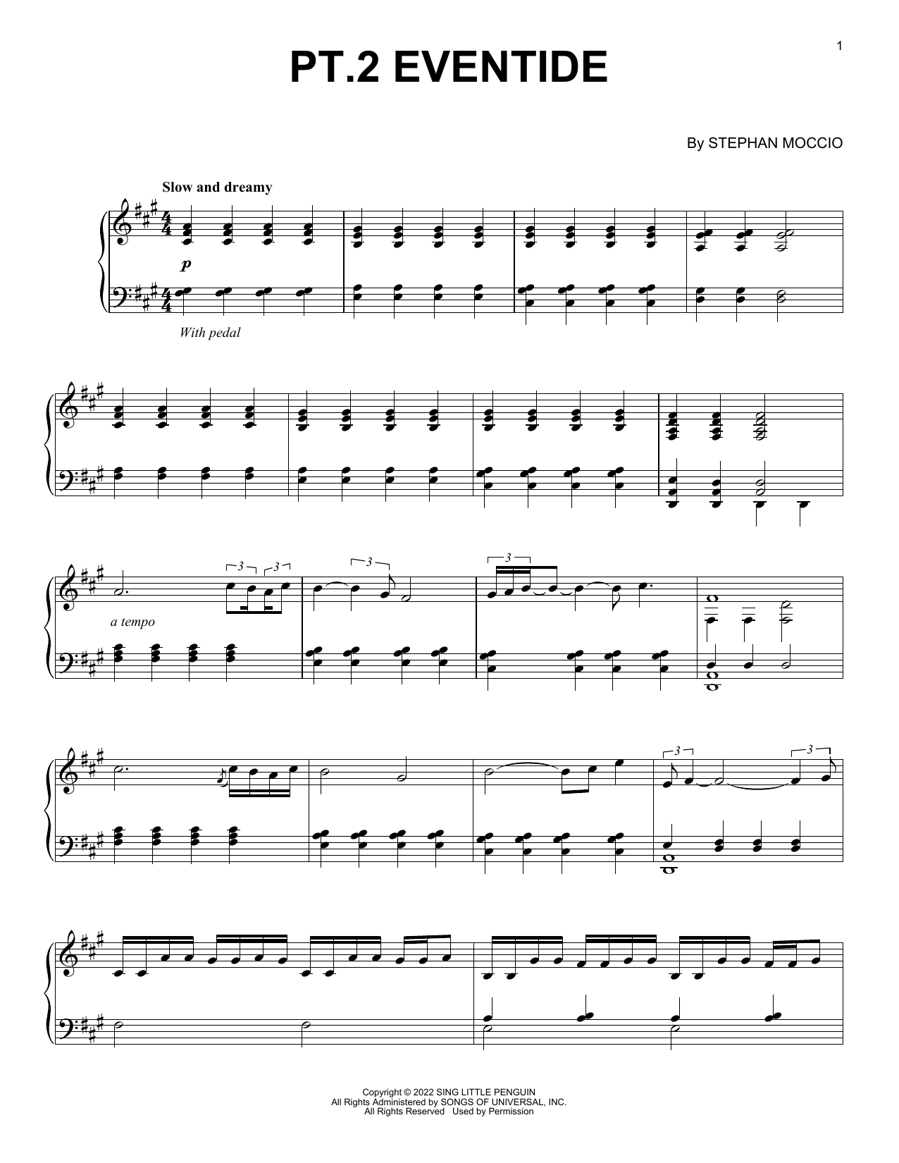 Download Stephan Moccio pt. 2 Eventide Sheet Music
