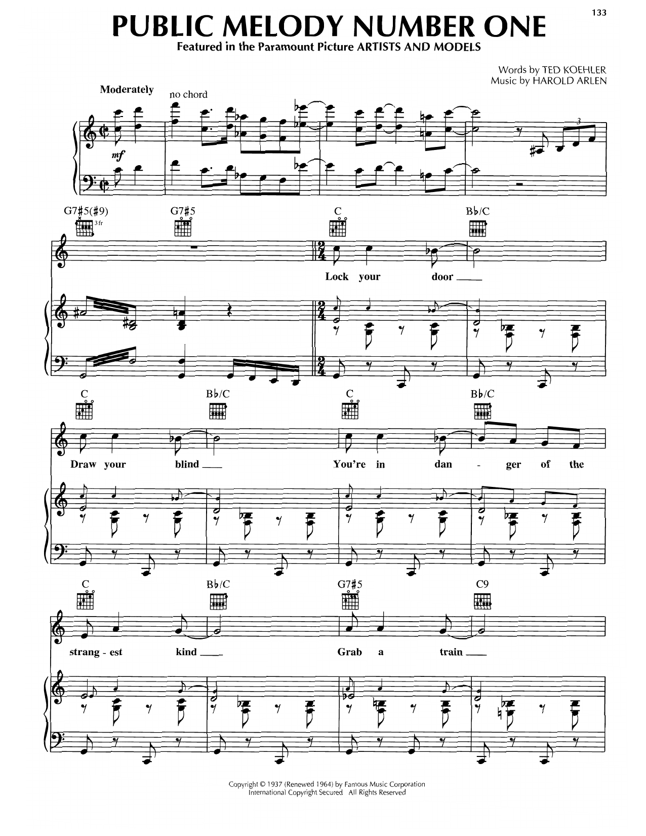 Download Harold Arlen Public Melody Number One Sheet Music