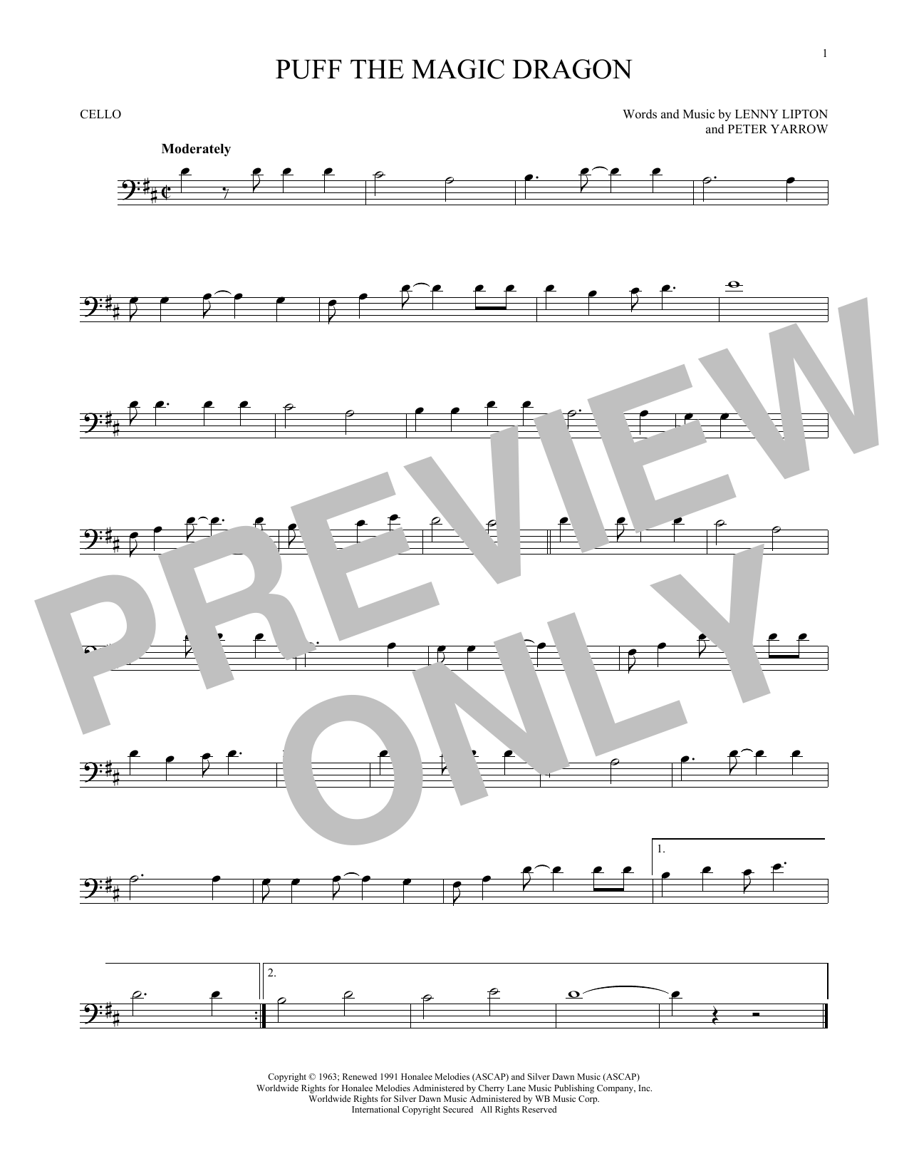 Download Peter, Paul & Mary Puff The Magic Dragon Sheet Music
