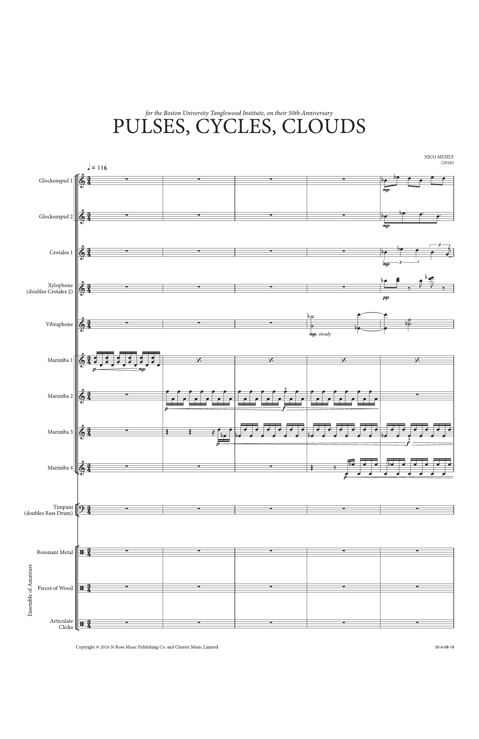 Download Nico Muhly Pulses, Cycles, Clouds Sheet Music
