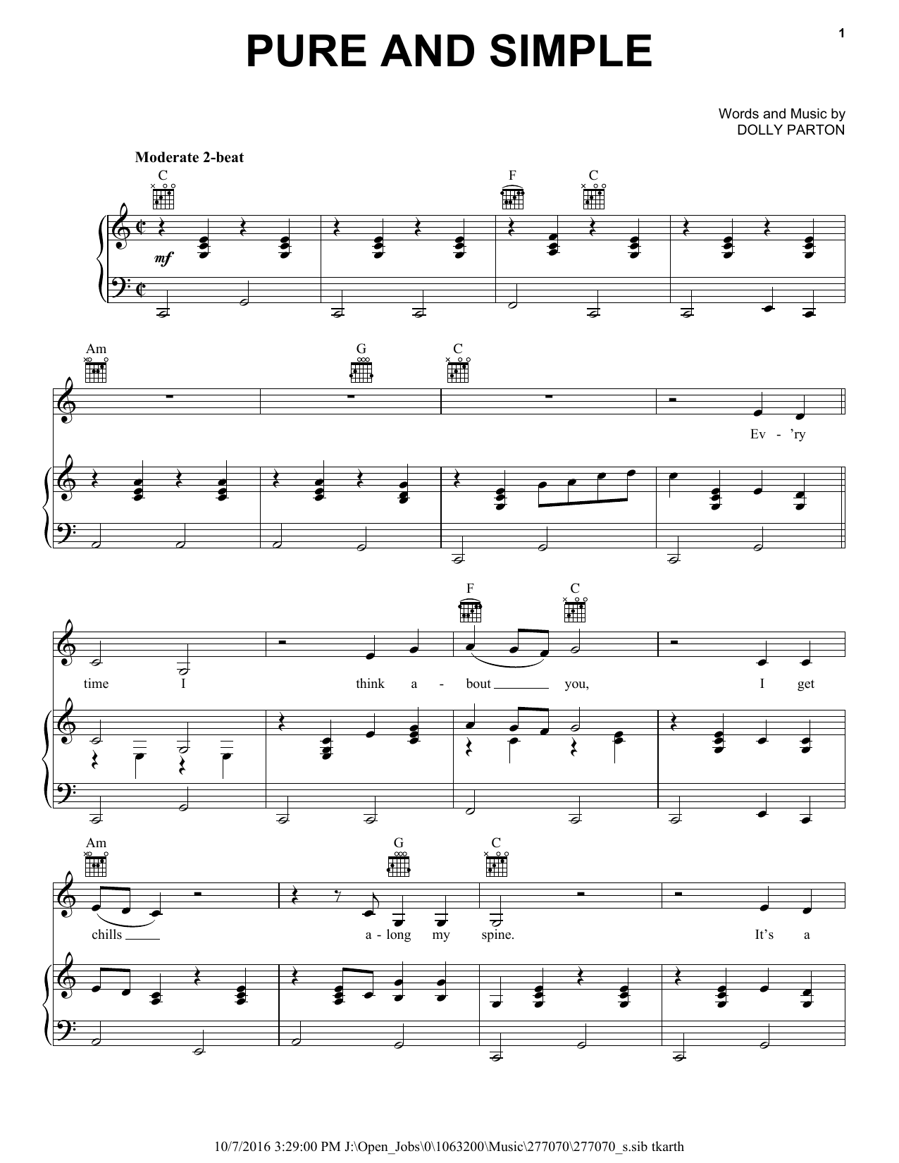 Download Dolly Parton Pure And Simple Sheet Music