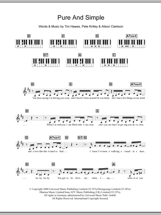 Download Hear'Say Pure And Simple Sheet Music