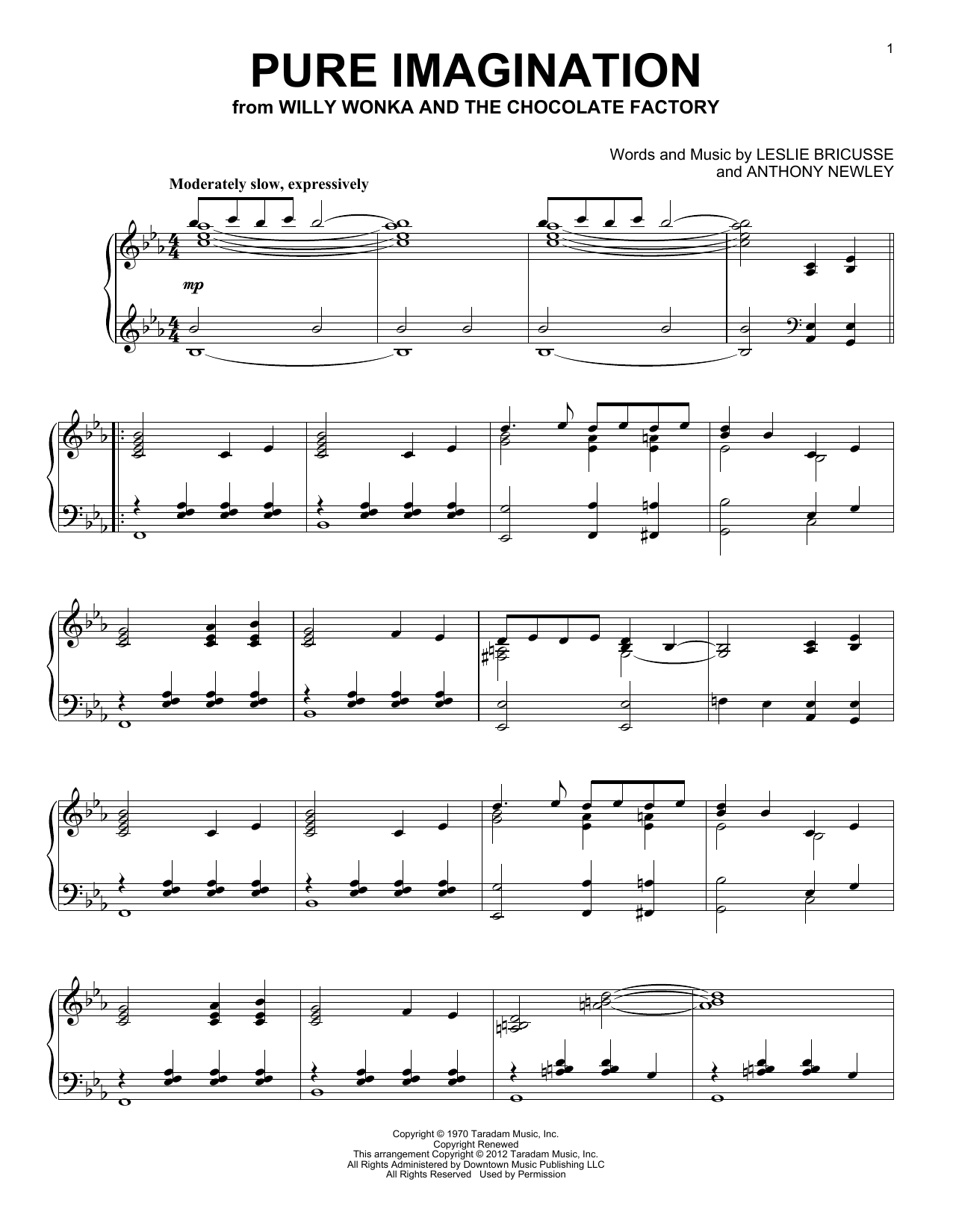 Download Willy Wonka & the Chocolate Factory Pure Imagination Sheet Music