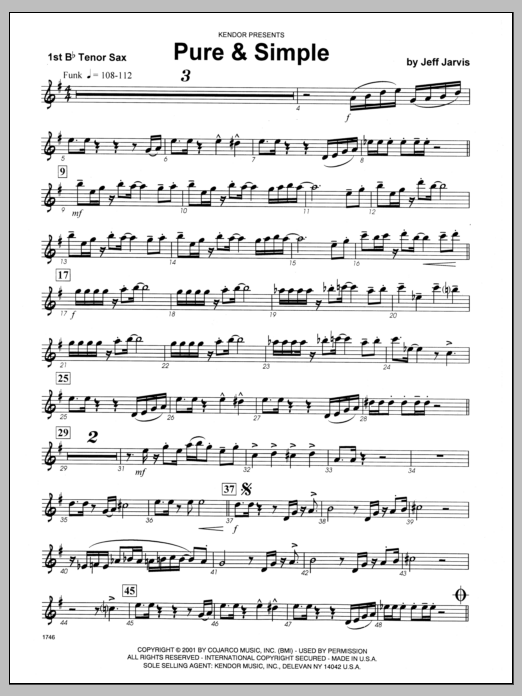 Download Jeff Jarvis Pure & Simple - 1st Bb Tenor Saxophone Sheet Music