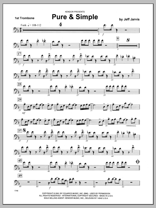 Download Jeff Jarvis Pure & Simple - 1st Trombone Sheet Music