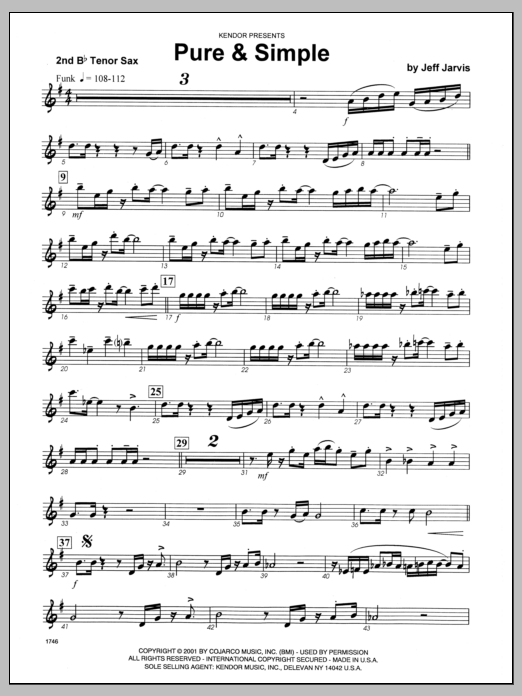 Download Jeff Jarvis Pure & Simple - 2nd Bb Tenor Saxophone Sheet Music