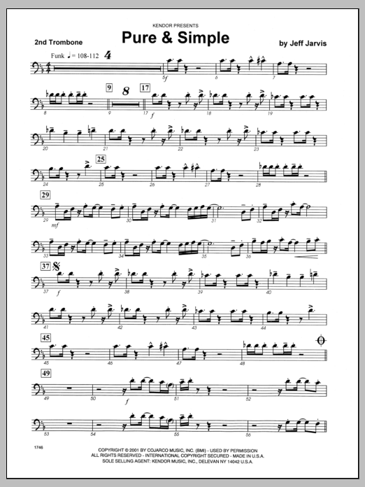 Download Jeff Jarvis Pure & Simple - 2nd Trombone Sheet Music