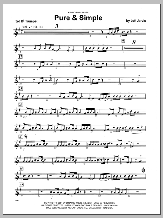 Download Jeff Jarvis Pure & Simple - 3rd Bb Trumpet Sheet Music