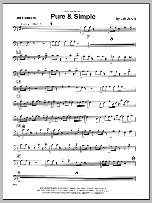 Download Jeff Jarvis Pure & Simple - 3rd Trombone Sheet Music