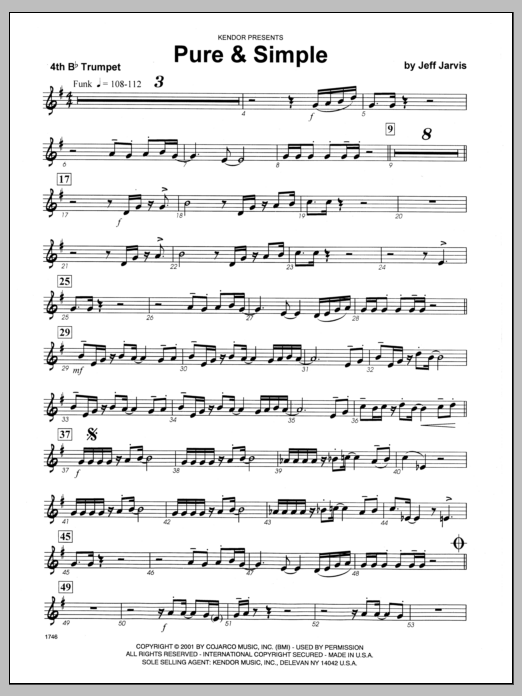 Download Jeff Jarvis Pure & Simple - 4th Bb Trumpet Sheet Music