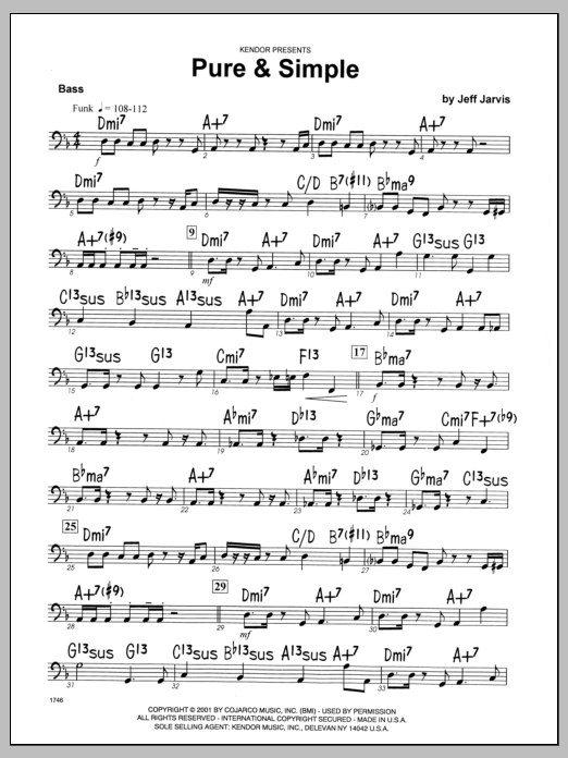 Download Jeff Jarvis Pure & Simple - Bass Sheet Music