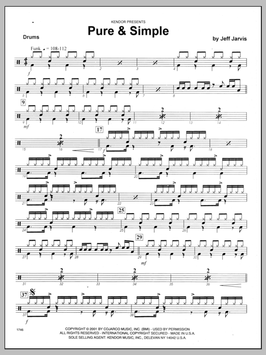 Download Jeff Jarvis Pure & Simple - Drums Sheet Music