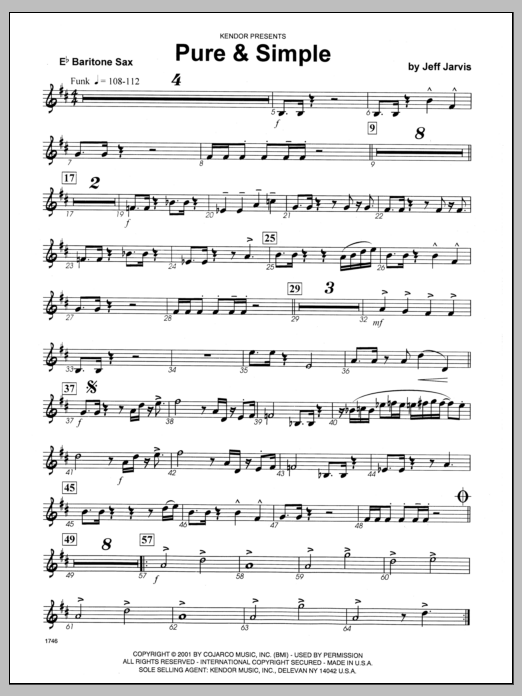 Download Jeff Jarvis Pure & Simple - Eb Baritone Sax Sheet Music