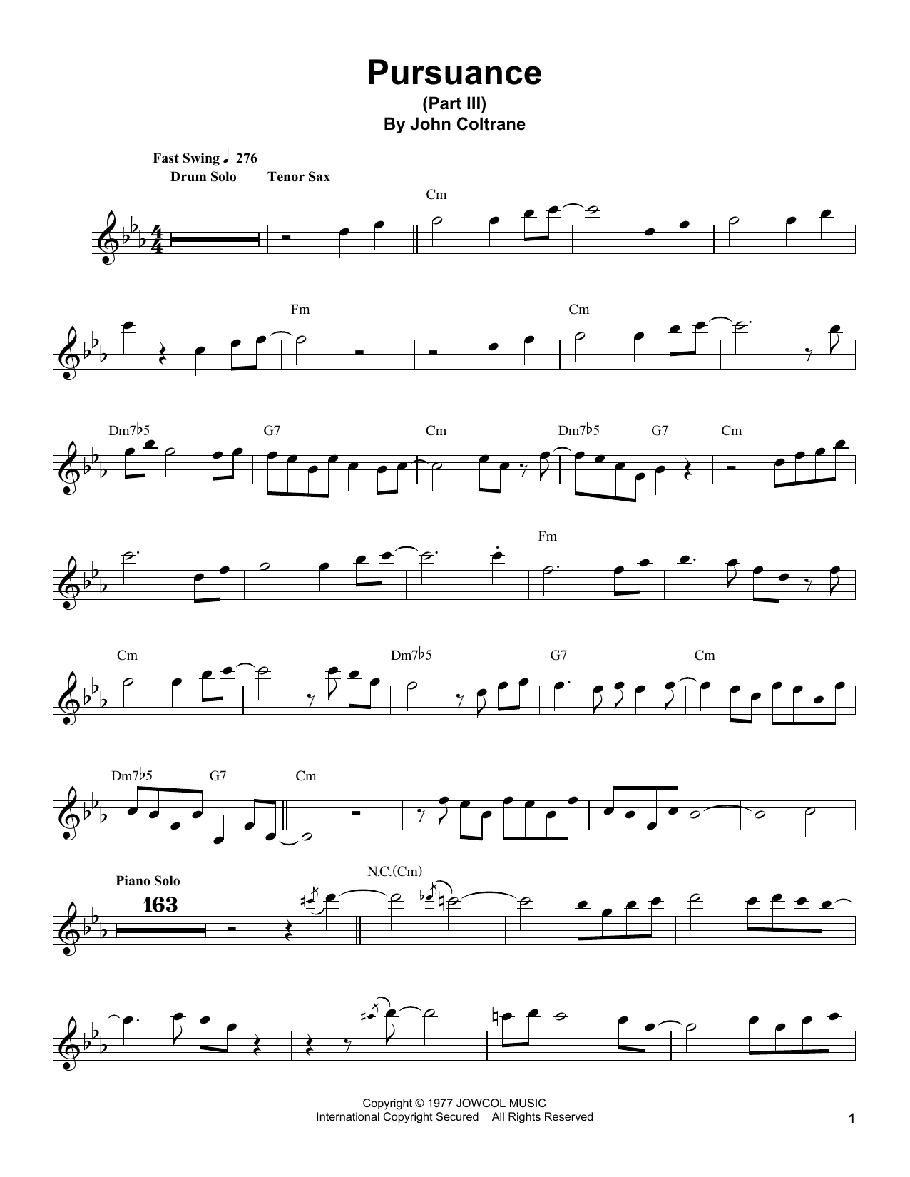Download John Coltrane Pursuance Sheet Music