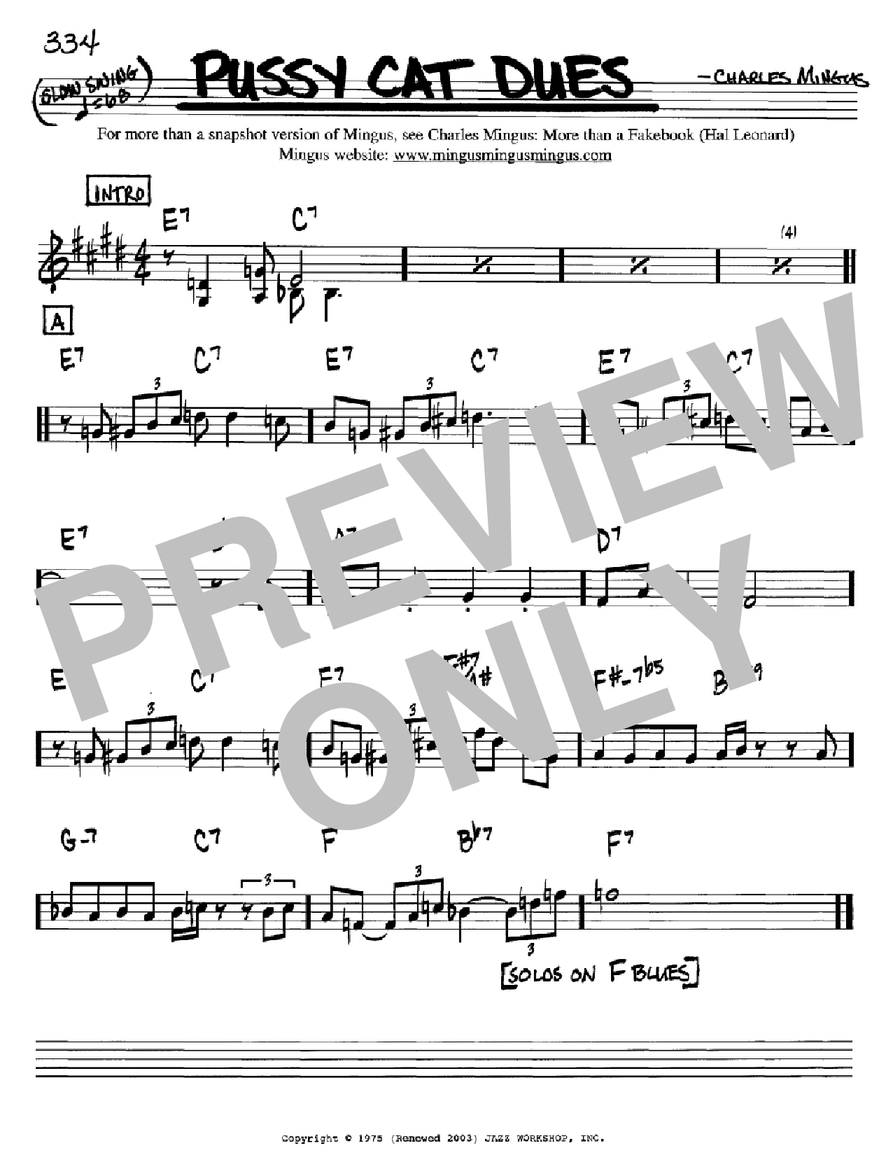 Download Charles Mingus Pussy Cat Dues Sheet Music
