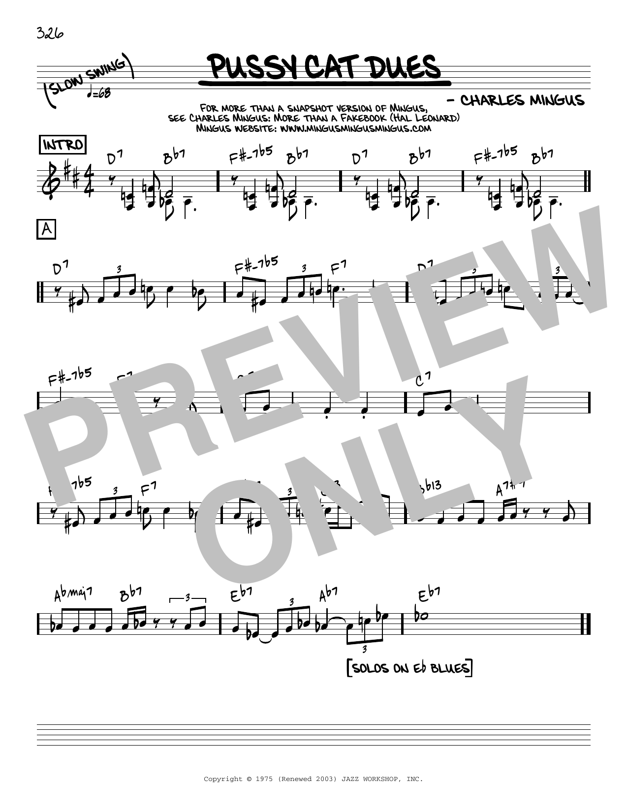 Download Charles Mingus Pussy Cat Dues [Reharmonized version] ( Sheet Music