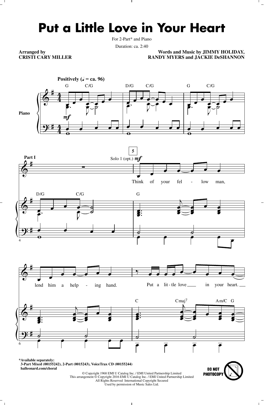 Download Jackie DeShannon Put A Little Love In Your Heart (arr. C Sheet Music
