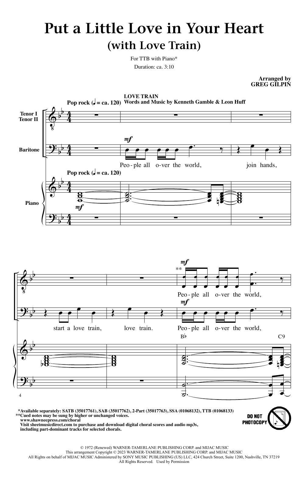 Download Greg Gilpin Put A Little Love In Your Heart (with L Sheet Music