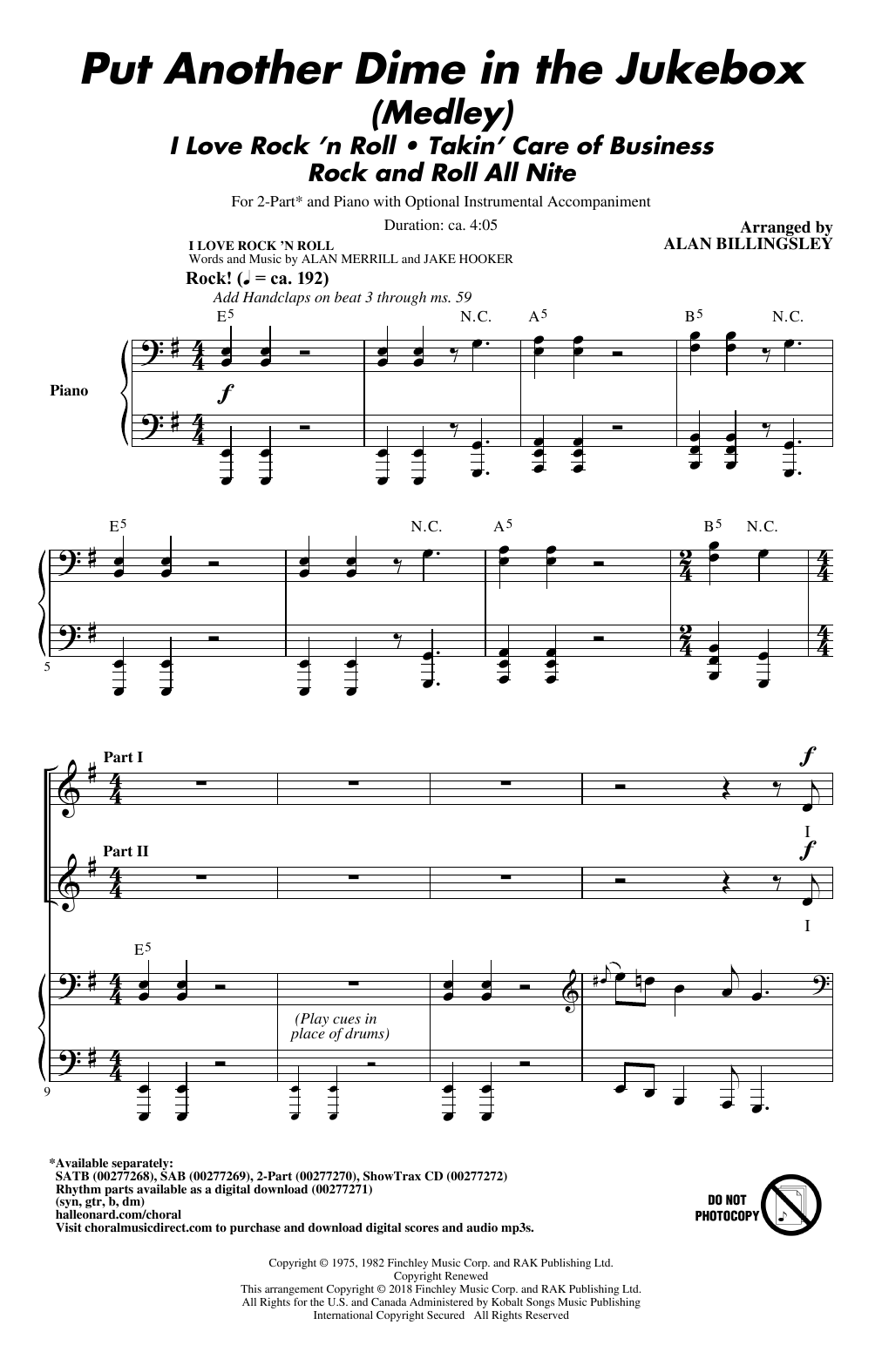 Download Alan Billingsley Put Another Dime In The Jukebox (Medley Sheet Music