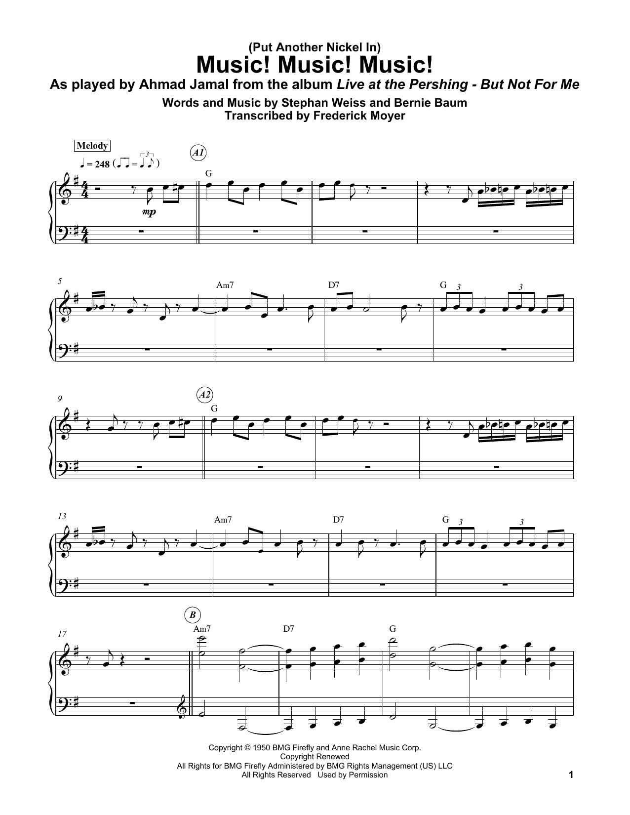 Download Bernie Baum (Put Another Nickel In) Music! Music! M Sheet Music