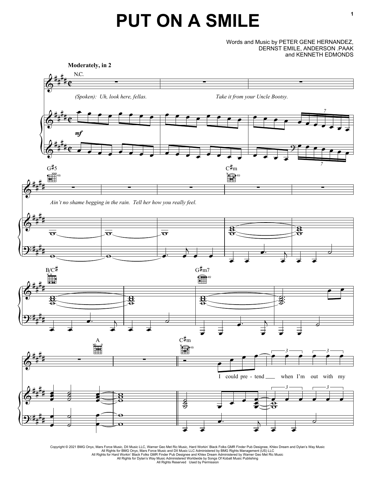 Download Silk Sonic Put On A Smile Sheet Music