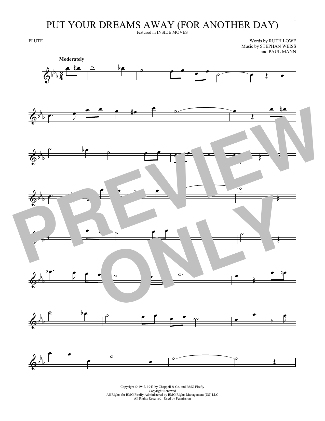 Download Frank Sinatra Put Your Dreams Away (For Another Day) Sheet Music