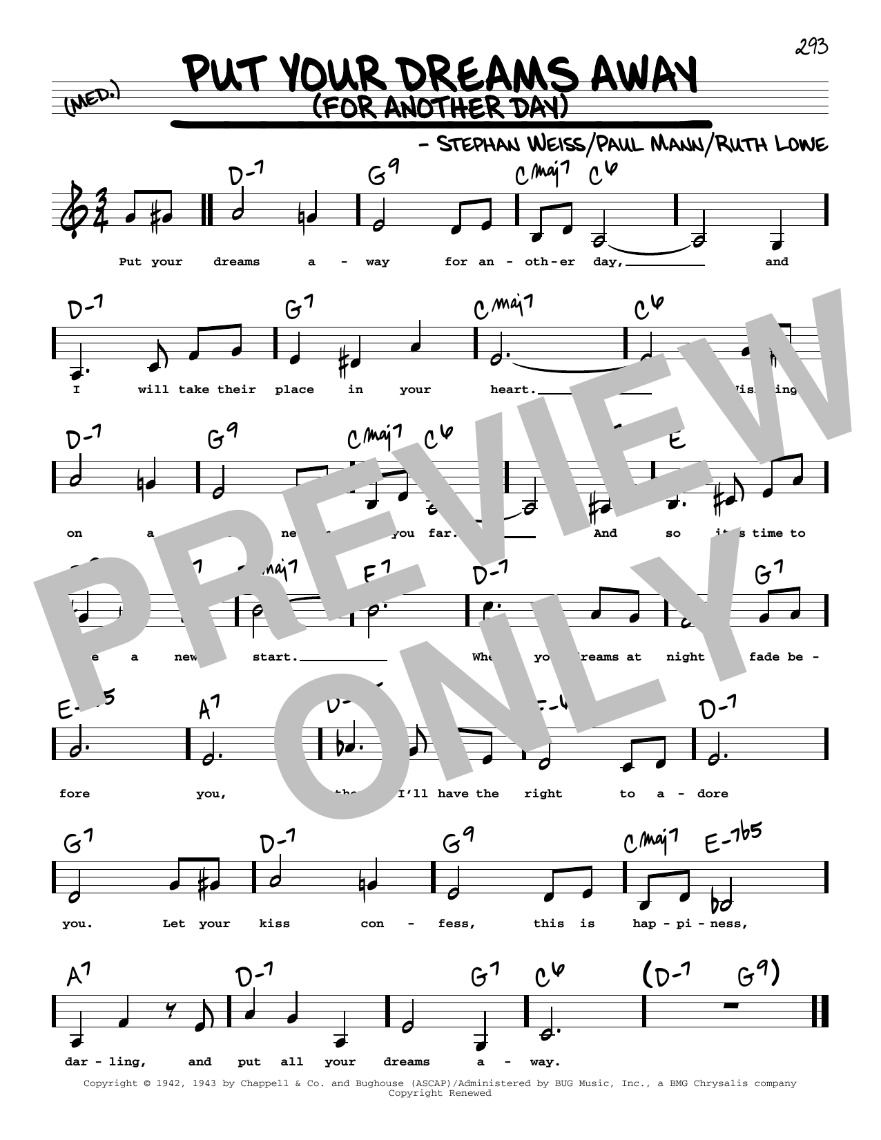 Frank Sinatra Put Your Dreams Away (For Another Day) (Low Voice) sheet music notes printable PDF score