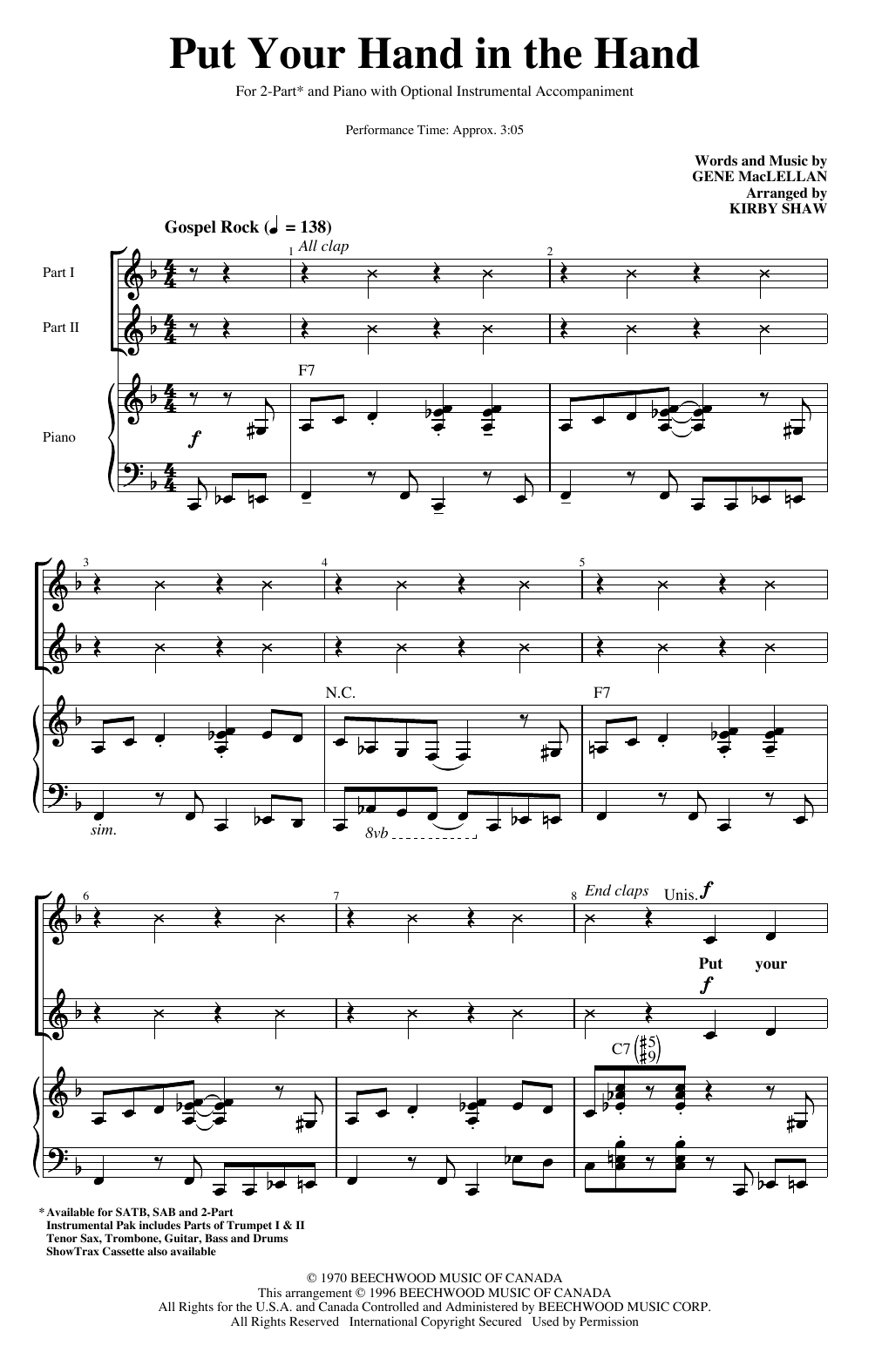 Download Ocean Put Your Hand In The Hand (arr. Kirby S Sheet Music