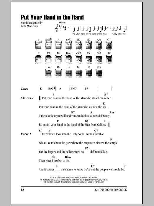 Download Ocean Put Your Hand In The Hand Sheet Music