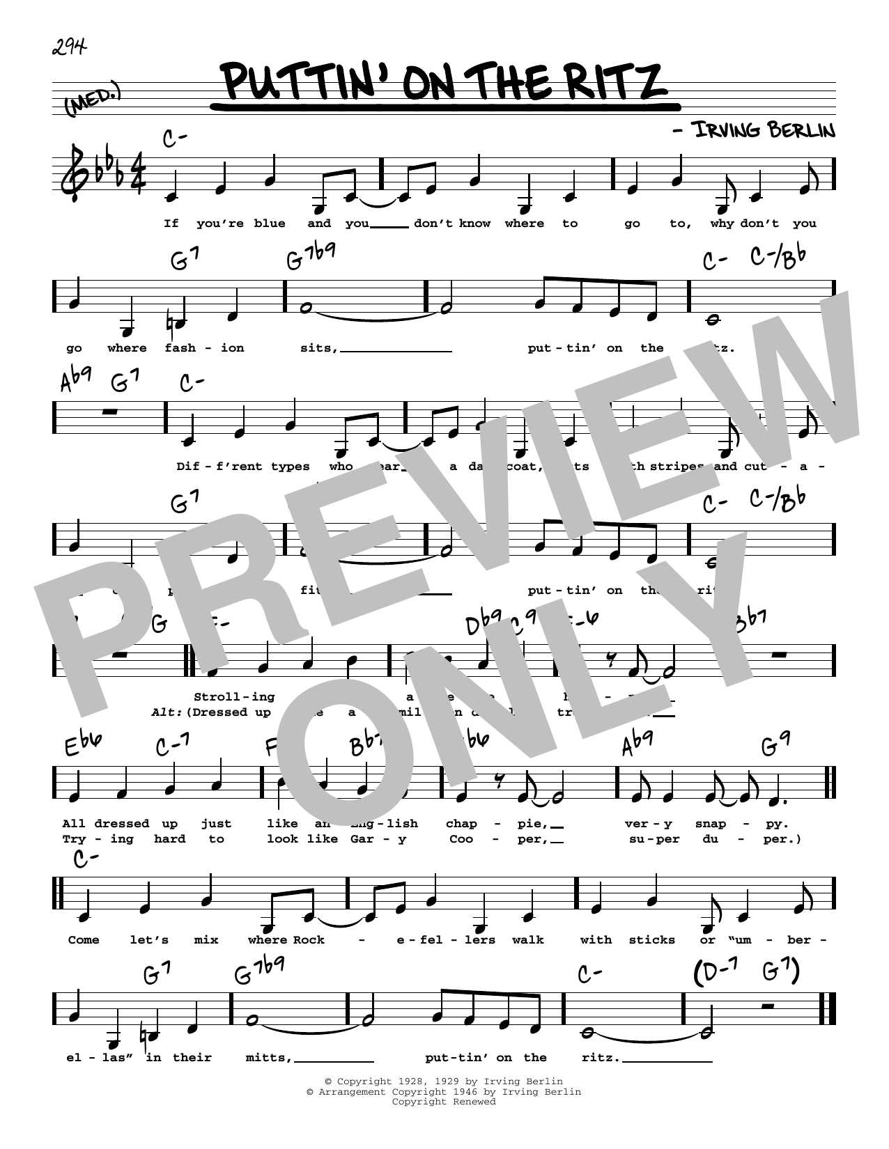 Download Irving Berlin Puttin' On The Ritz (Low Voice) Sheet Music