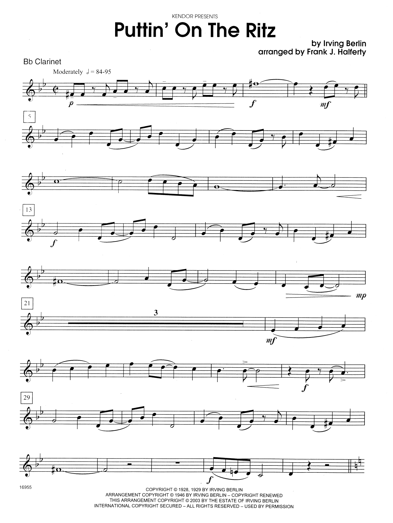 Download Frank J. Halferty Puttin' on the Ritz - Bb Clarinet Sheet Music