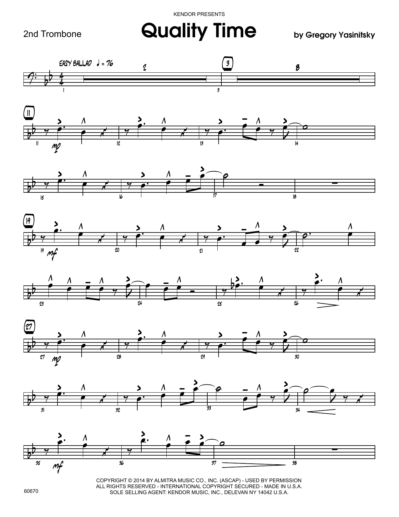 Download Gregory Yasinitsky Quality Time - 2nd Trombone Sheet Music