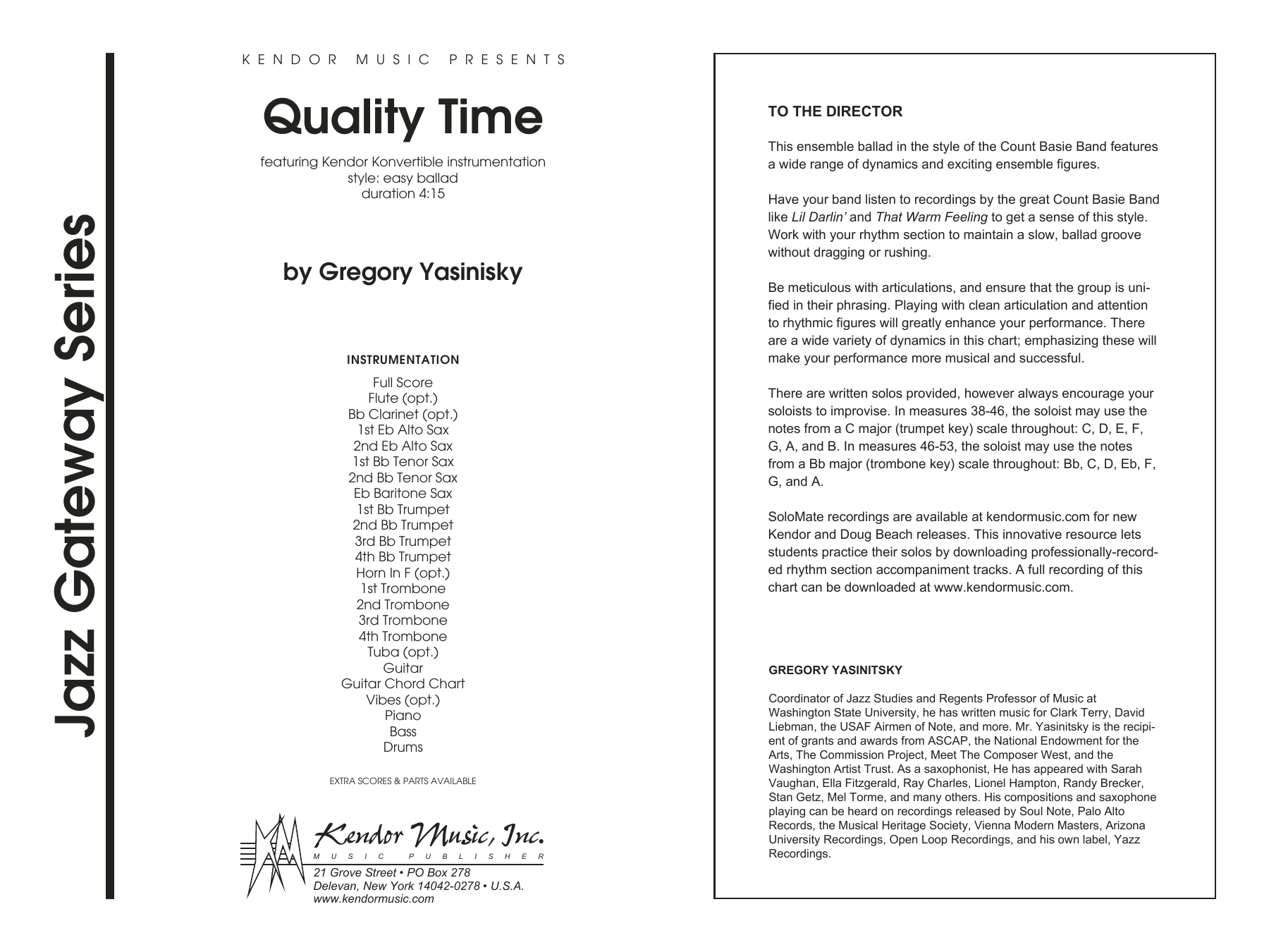 Download Gregory Yasinitsky Quality Time - Full Score Sheet Music