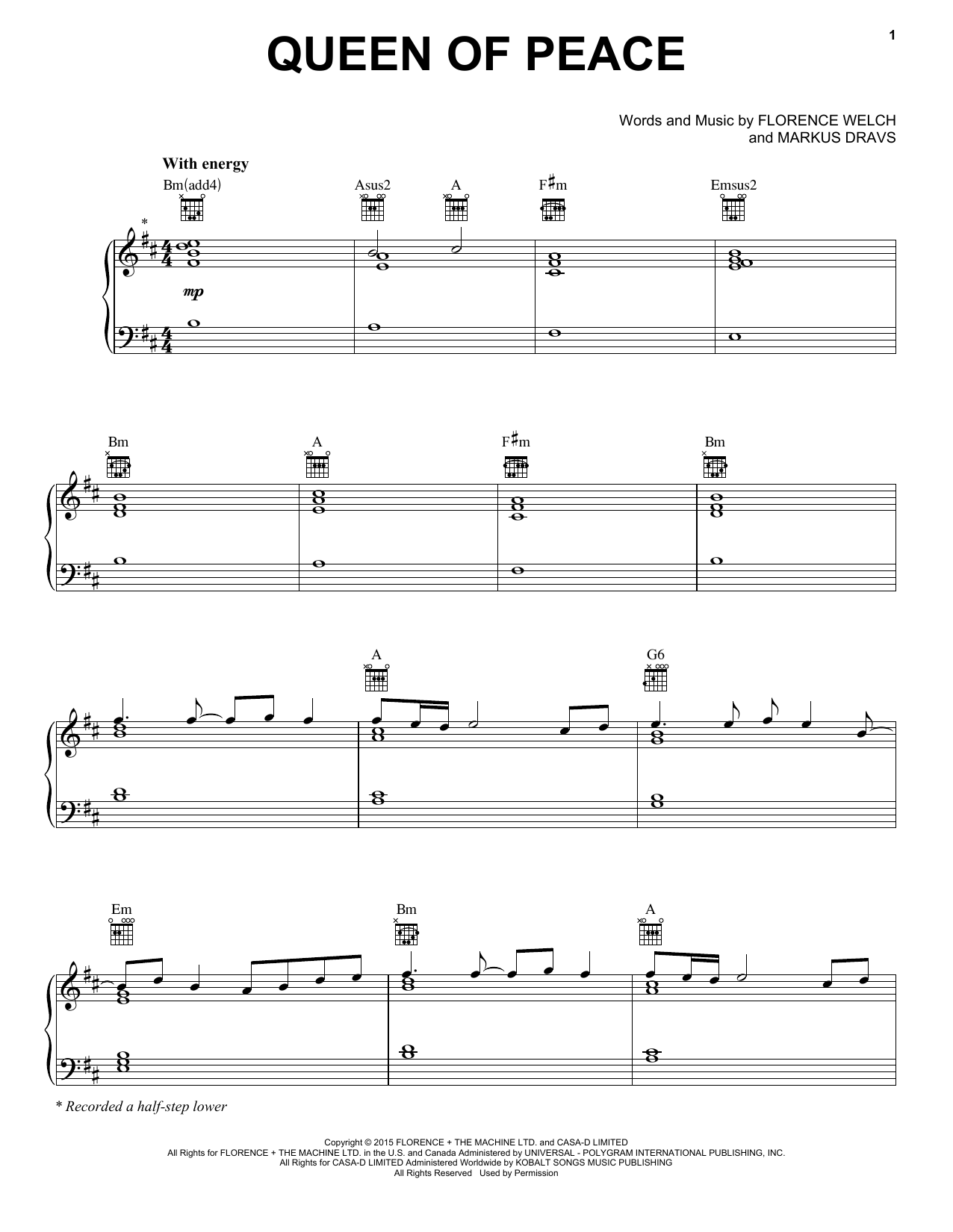 Download Florence And The Machine Queen Of Peace Sheet Music
