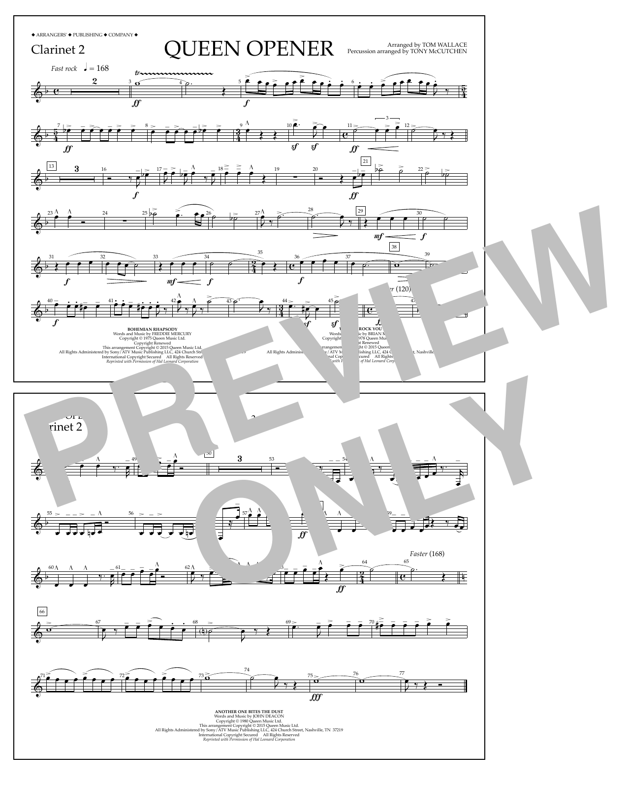 Download Tom Wallace Queen Opener - Clarinet 2 Sheet Music