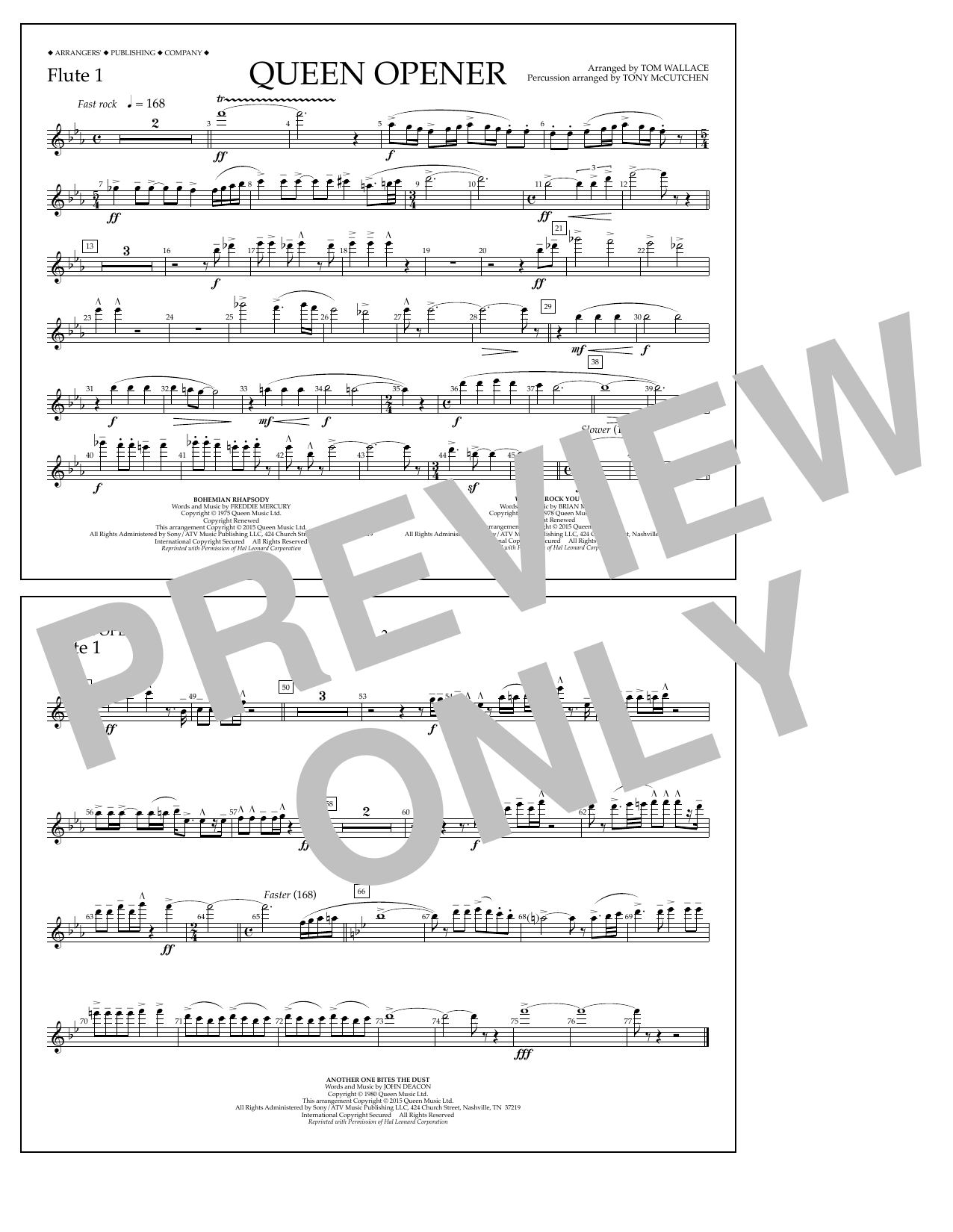 Download Tom Wallace Queen Opener - Flute 1 Sheet Music