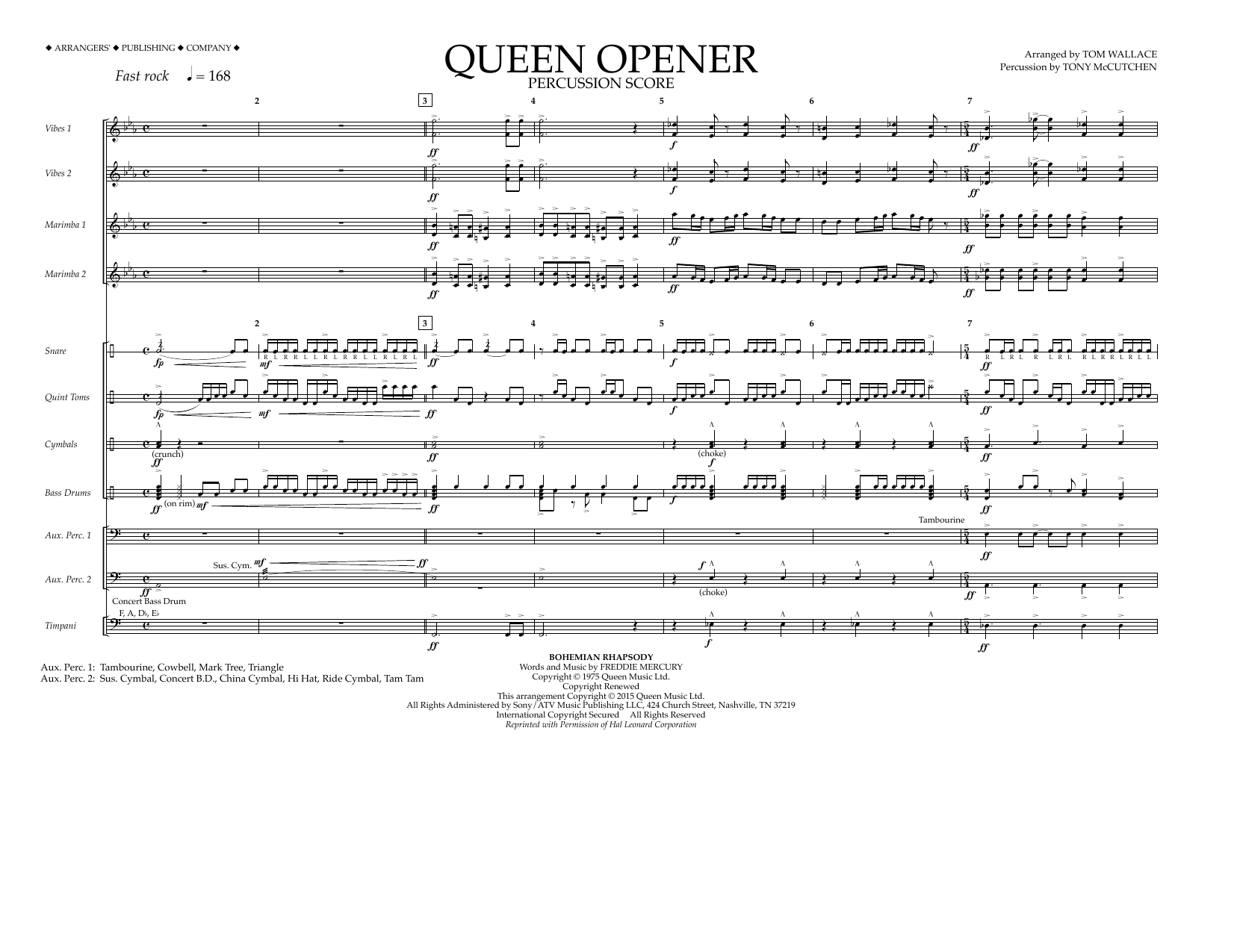Download Tom Wallace Queen Opener - Percussion Score Sheet Music
