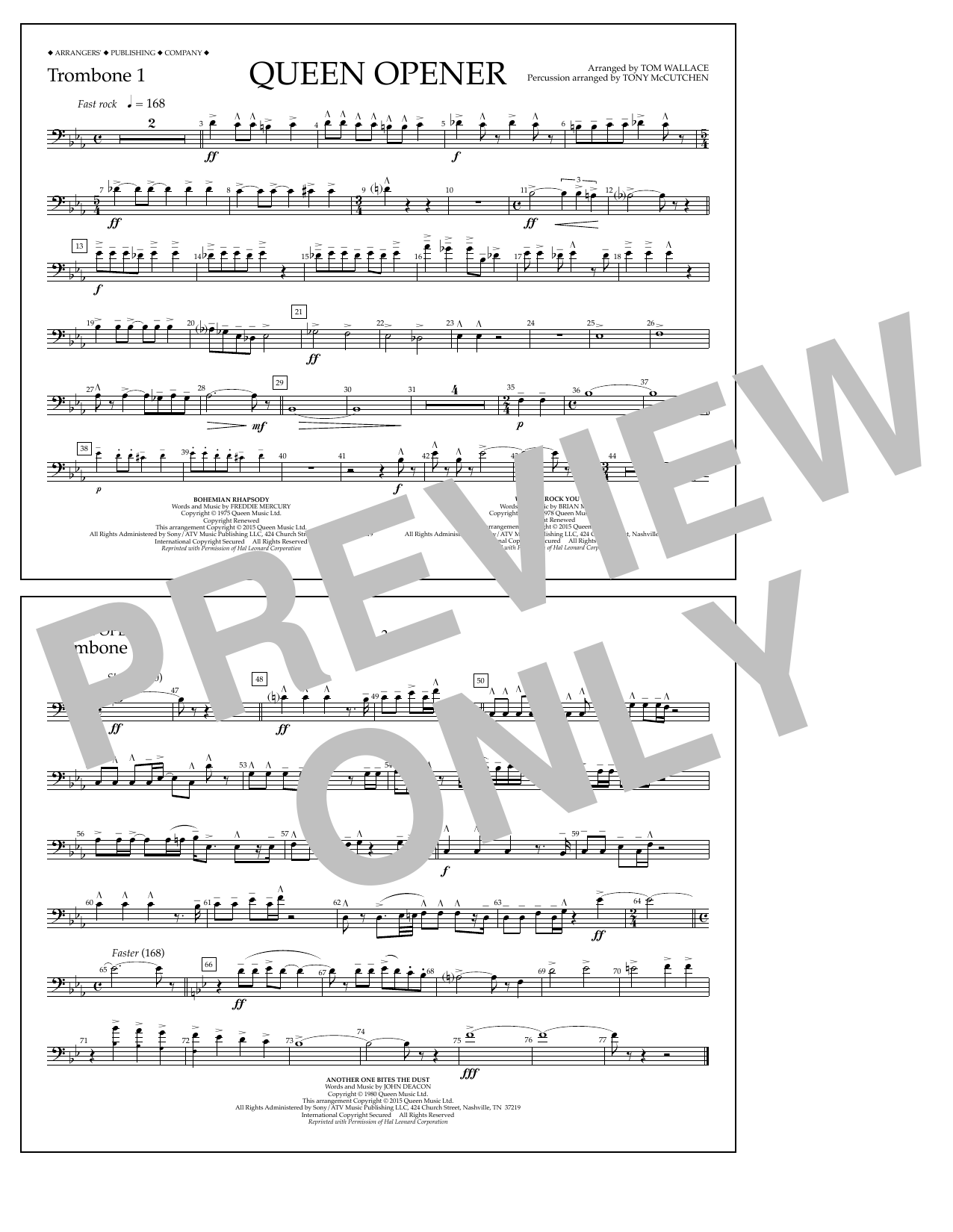 Download Tom Wallace Queen Opener - Trombone 1 Sheet Music