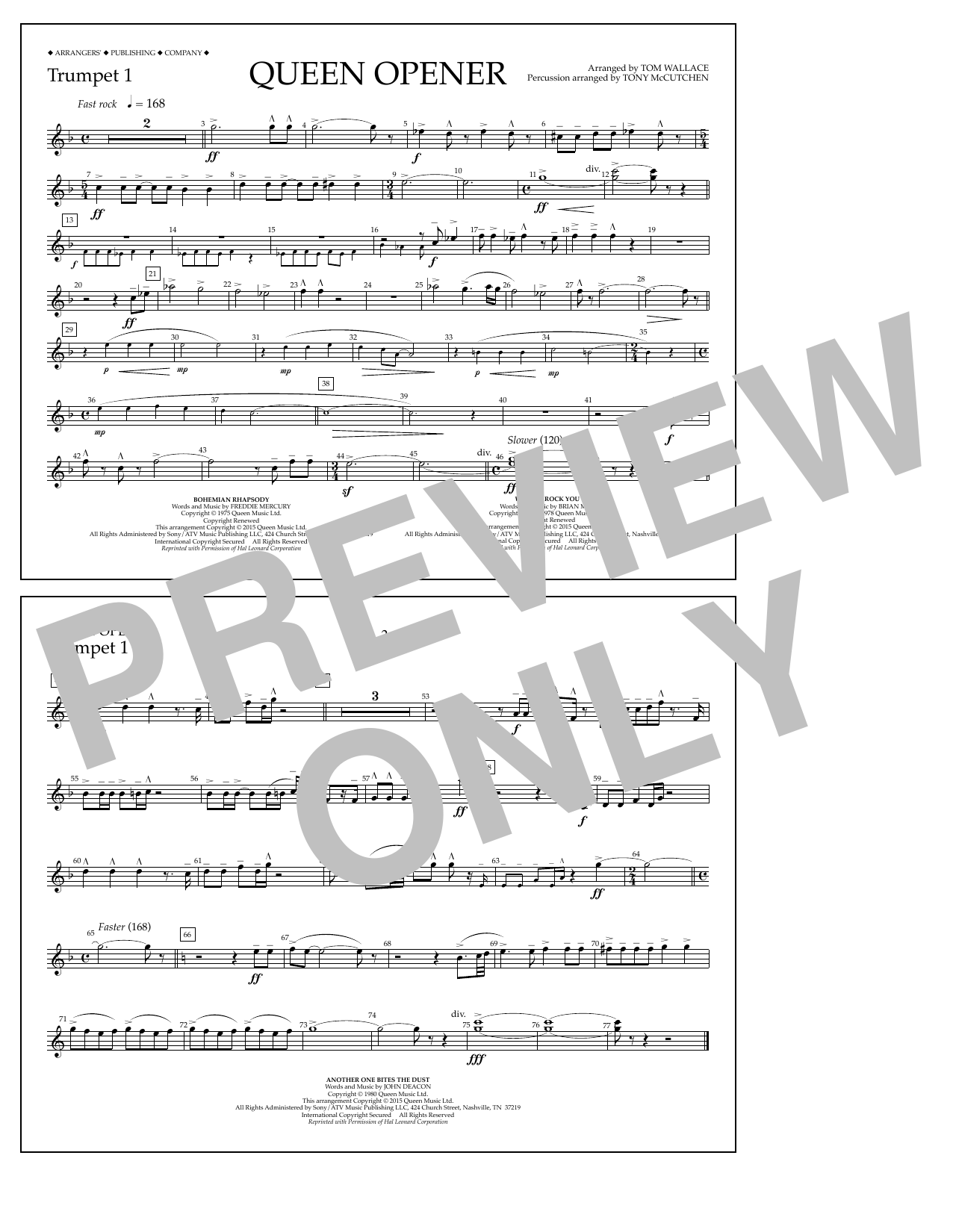 Download Tom Wallace Queen Opener - Trumpet 1 Sheet Music
