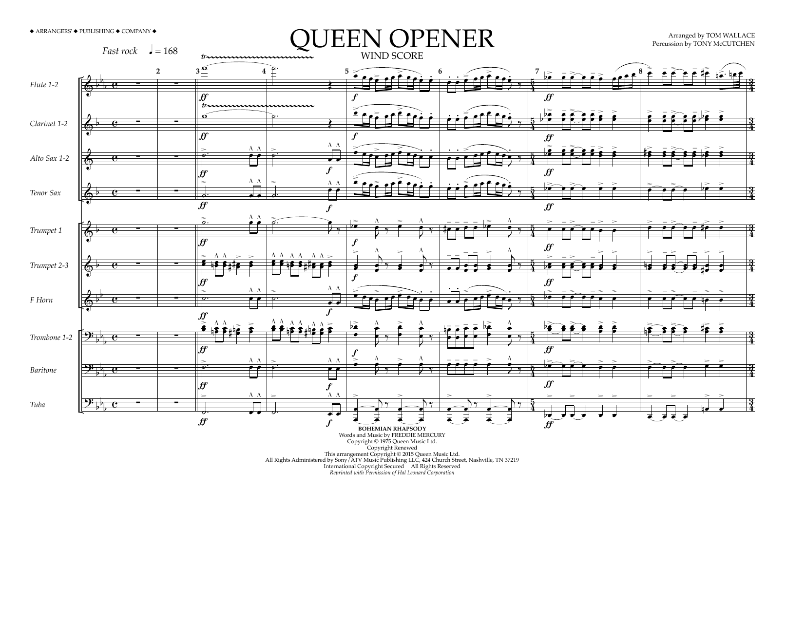 Download Tom Wallace Queen Opener - Wind Score Sheet Music
