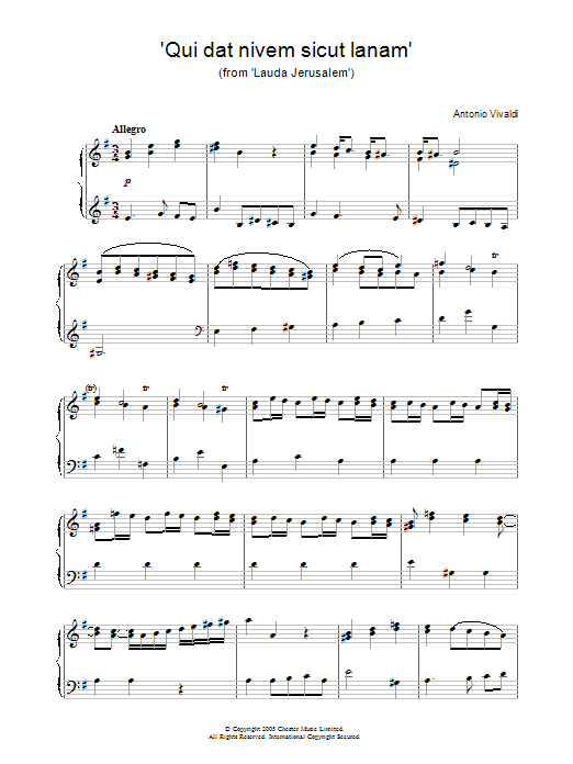 Download Antonio Vivaldi Qui dat nivem sicut lanam (from Lauda J Sheet Music