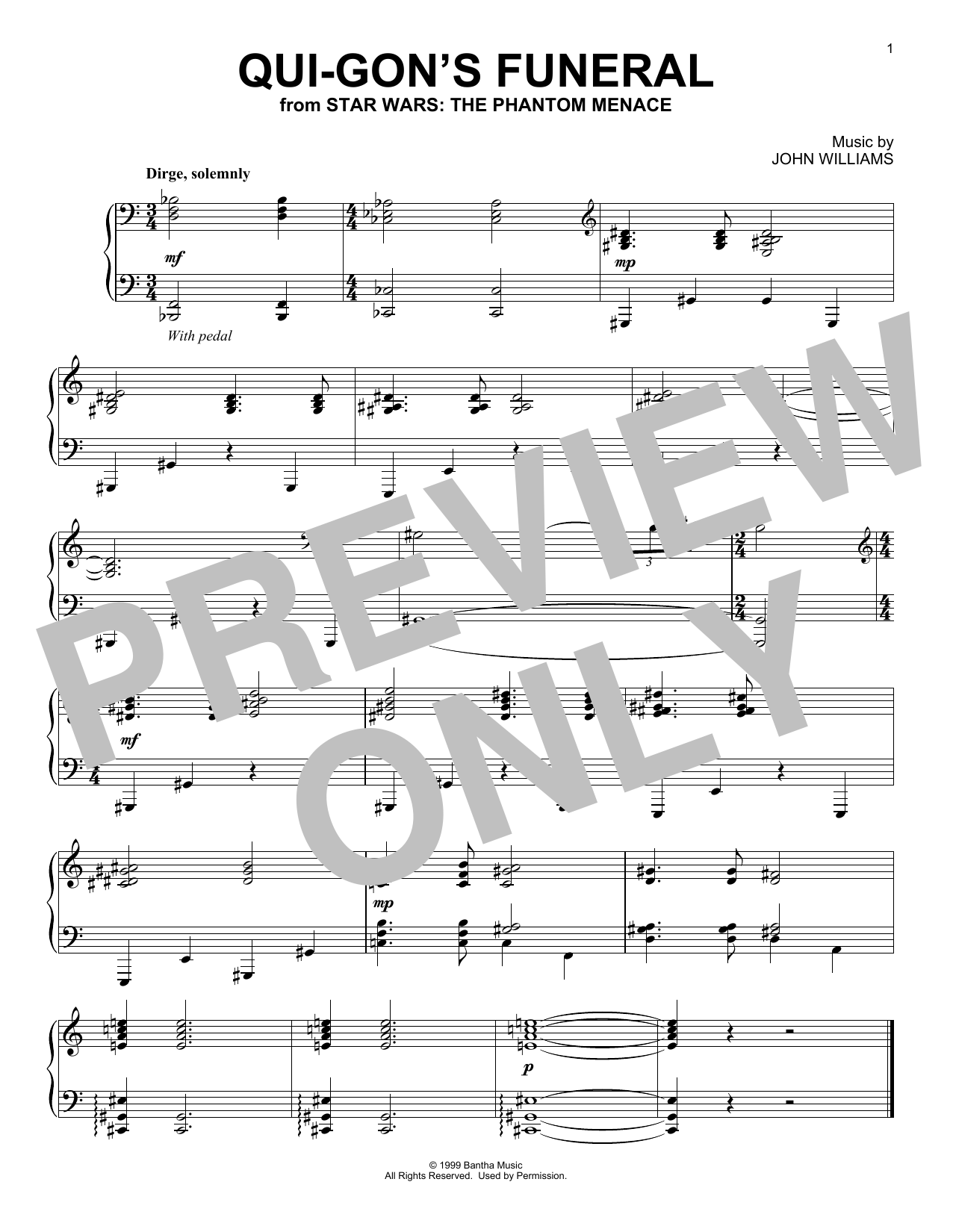 Download John Williams Qui-Gon's Funeral (from Star Wars: The Sheet Music