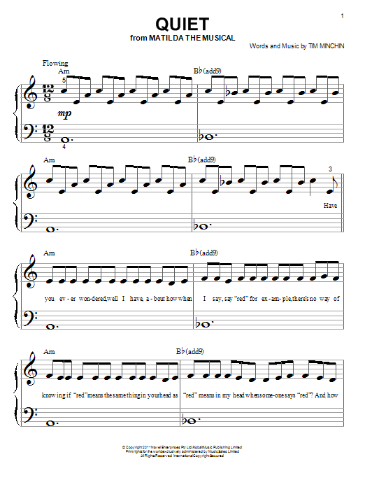 Download Tim Minchin Quiet (From 'Matilda The Musical') Sheet Music
