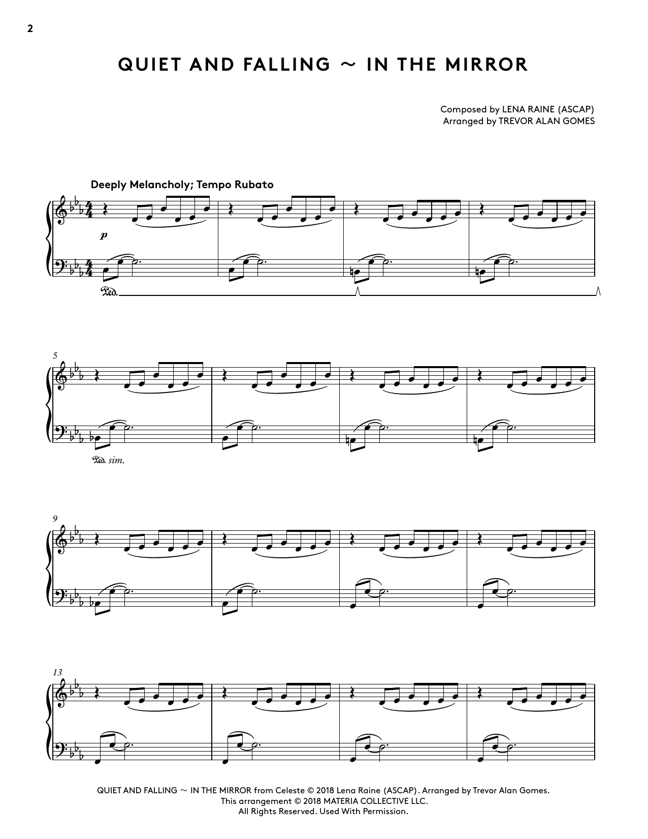 Download Lena Raine Quiet And Falling - In The Mirror (from Sheet Music