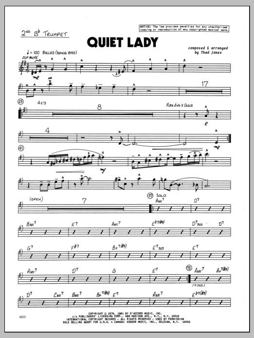 Download Thad Jones Quiet Lady - 2nd Bb Trumpet Sheet Music