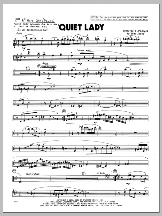 Download Thad Jones Quiet Lady - 2nd Eb Alto Saxophone Sheet Music