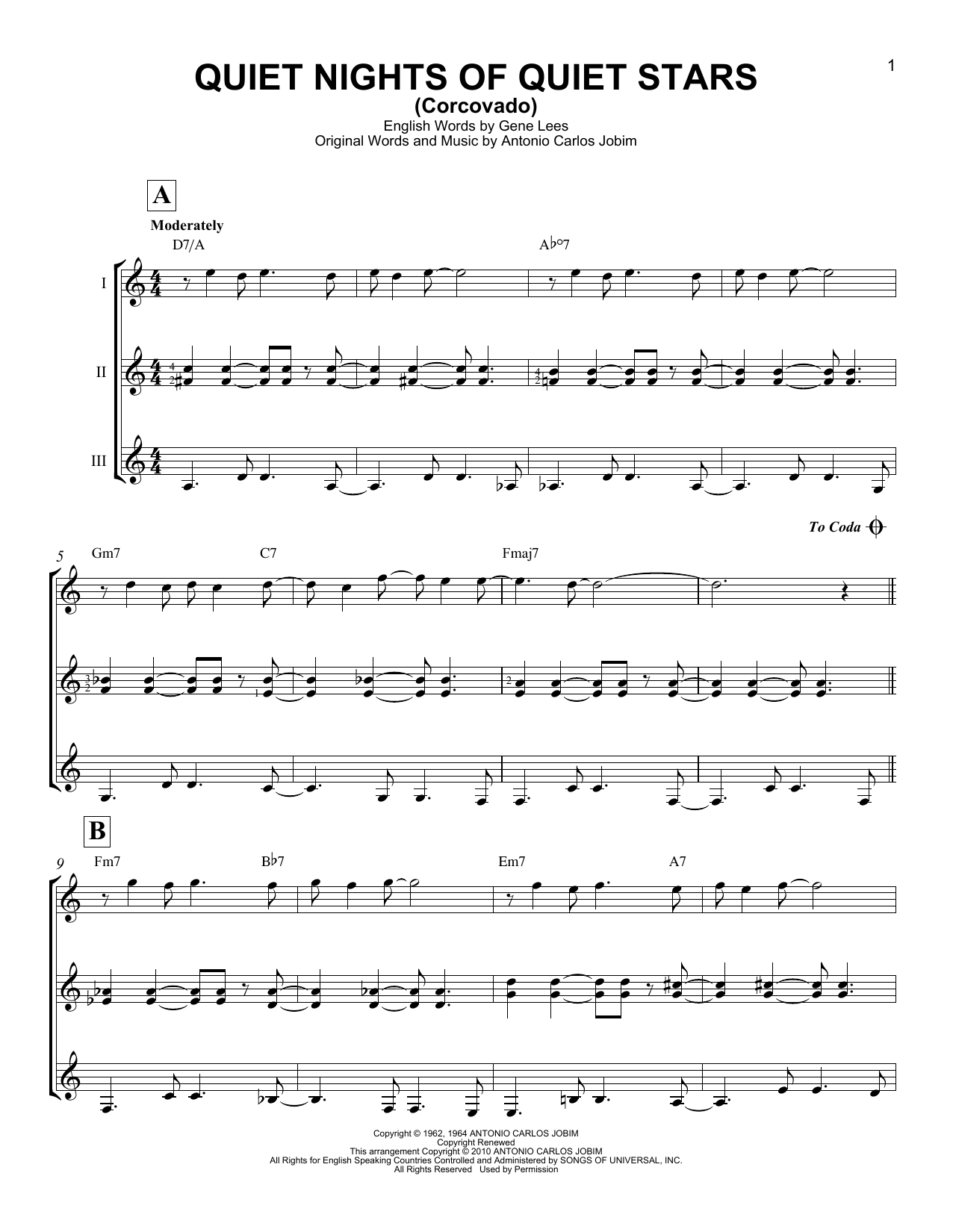 Download Andy Williams Quiet Nights Of Quiet Stars (Corcovado) Sheet Music