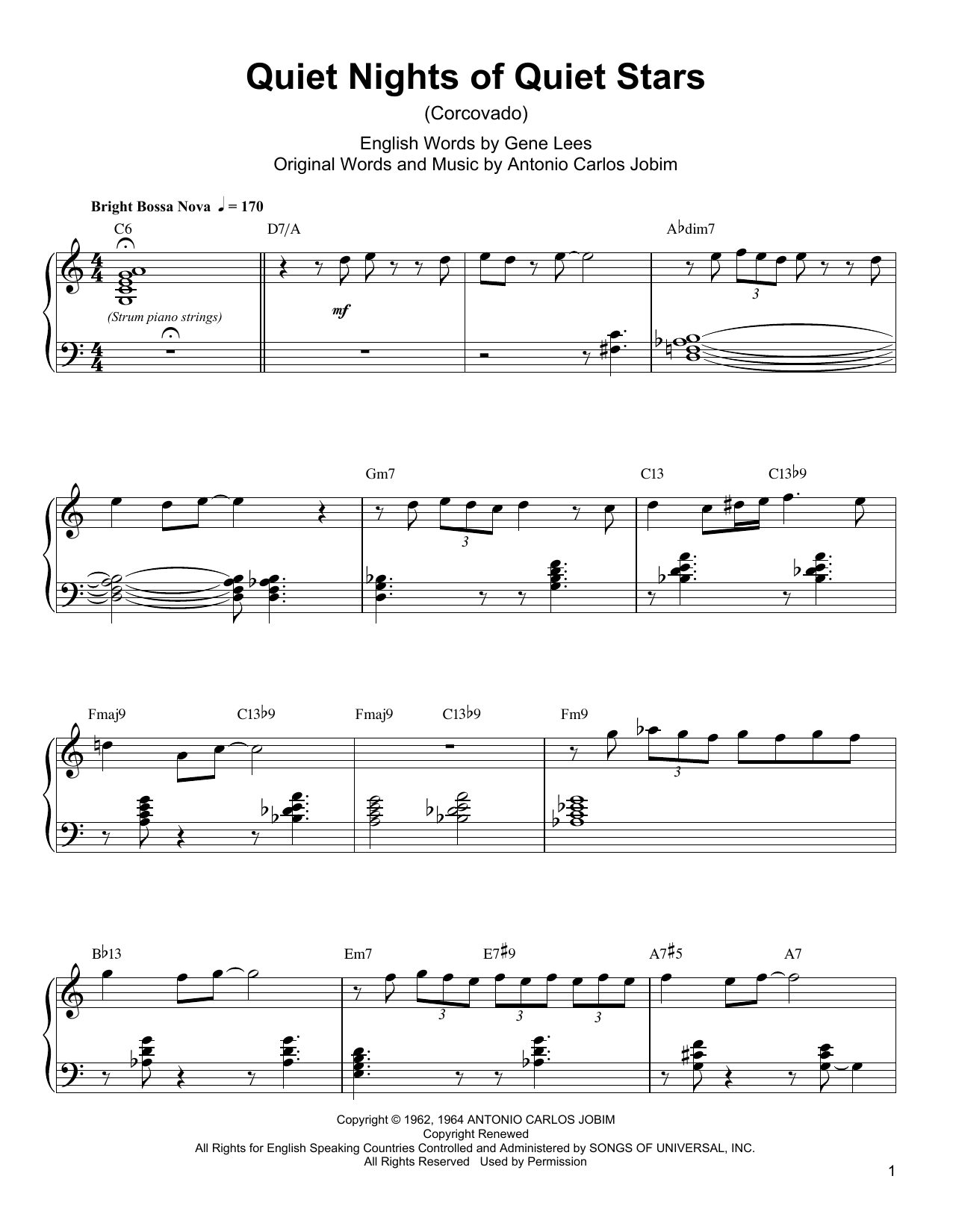 Download Oscar Peterson Quiet Nights Of Quiet Stars (Corcovado) Sheet Music