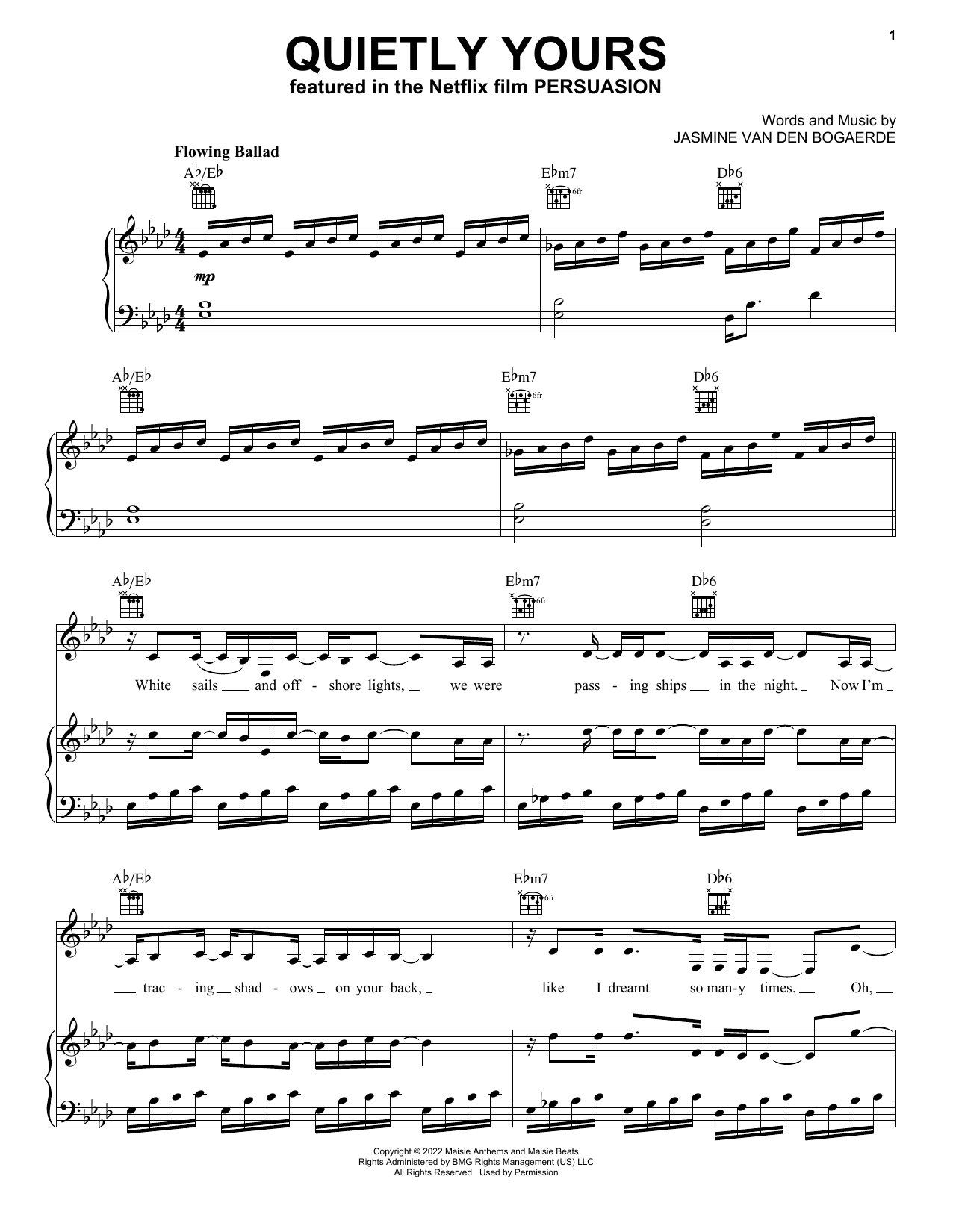 Download Birdy Quietly Yours (from Persuasion) Sheet Music